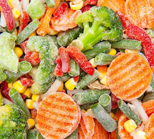 Close up of frozen vegetables